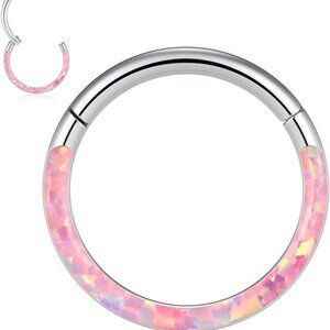 16G 18G 316L Stainless Steel CZ/OPAL Septum Piercing Septum Clicker Ring Hinged